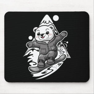 Snowboarding Polar Bear Mountain Snowboard Snowboa Mouse Mat