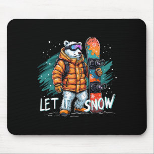 Snowboarding Polar Bear Winter Fun Arctic Adventur Mouse Mat