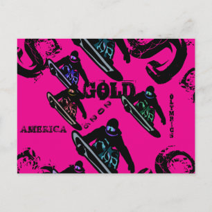 SNOWBOARDING  POSTCARD