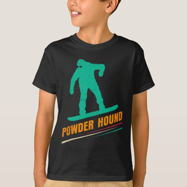 Snowboarding Powder Hound Funny Snowboard Children T-Shirt (Front)