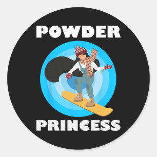 Snowboarding Powder Princess Funny Snowboard Girls Classic Round Sticker