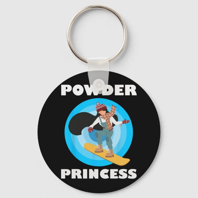 Snowboarding Powder Princess Funny Snowboard Girls Key Ring (Front)