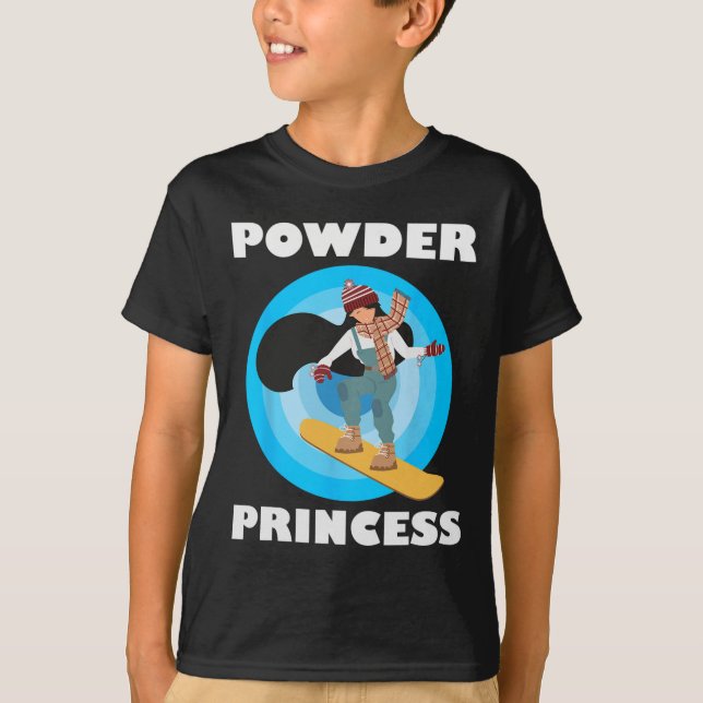 Snowboarding Powder Princess Funny Snowboard Girls T-Shirt (Front)