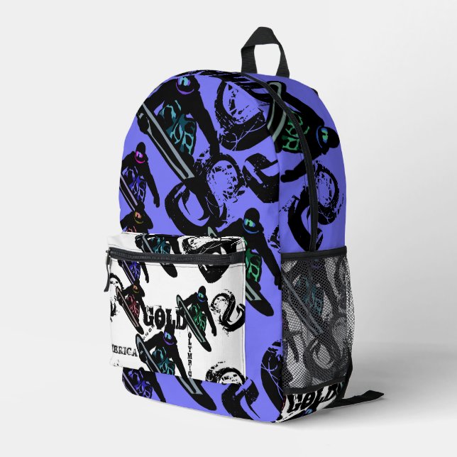 SNOWBOARDING  PRINTED BACKPACK (Back Corner Right)