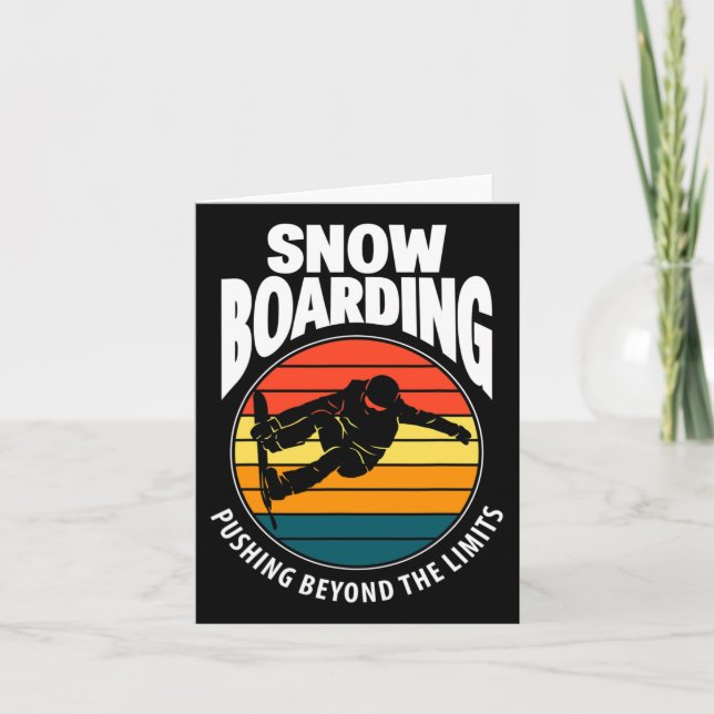 Snowboarding Pushing Beyound The Limits Funny Snow Card (Front)