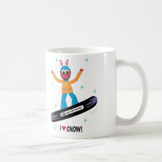 Snowboarding Puterbug "I Love Snow" Mug