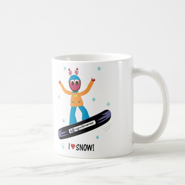 Snowboarding Puterbug "I Love Snow" Mug (Right)