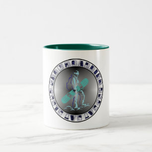 Snowboarding Quote – Eat Sleep Snowboard Repeat Two-Tone Coffee Mug