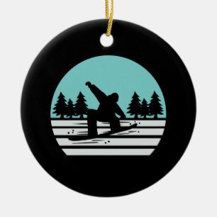 Snowboarding Retro Vintage Ceramic Tree Decoration