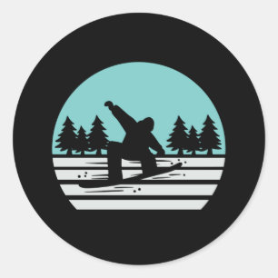 Snowboarding Retro Vintage Classic Round Sticker