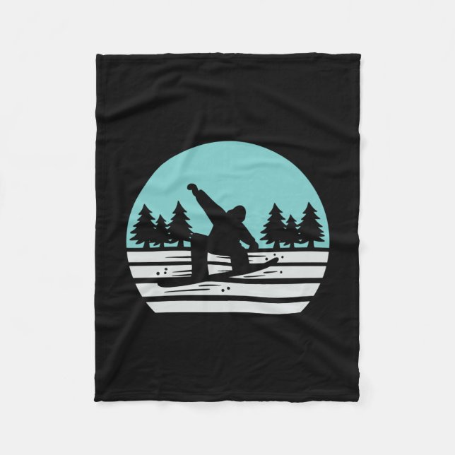 Snowboarding Retro Vintage Fleece Blanket (Front)