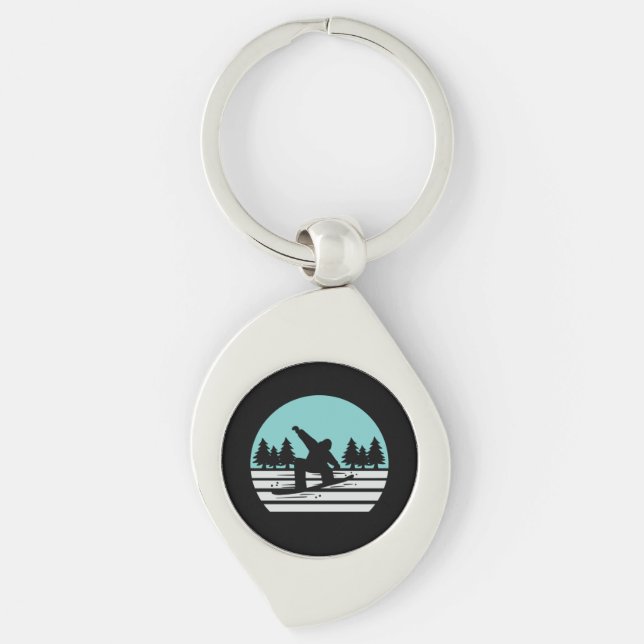 Snowboarding Retro Vintage Key Ring (Front)