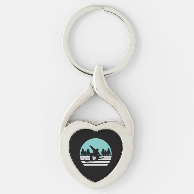 Snowboarding Retro Vintage Key Ring (Front)