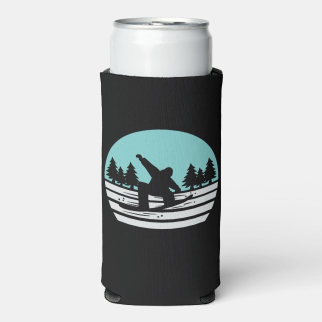 Snowboarding Retro Vintage Seltzer Can Cooler (Seltzer Front)