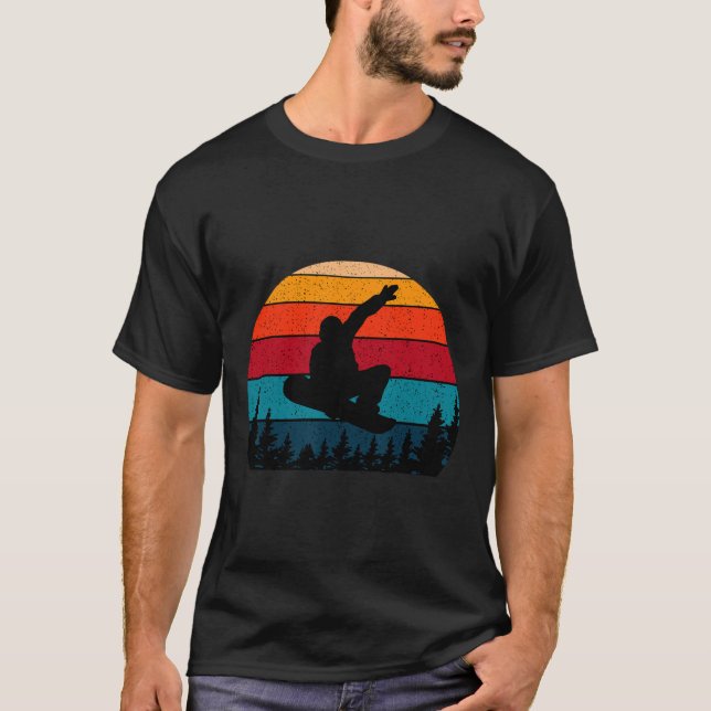 Snowboarding Retro Vintage Sunset Skier  T-Shirt (Front)