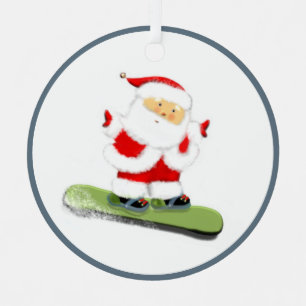 Snowboarding Santa Metal Tree Decoration