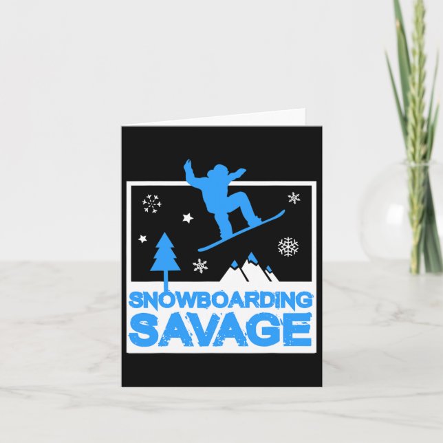Snowboarding Savage Kids Cool Youth Freestyle Snow Card (Front)