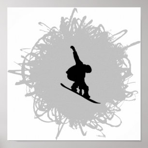 Snowboarding Scribble Style Poster