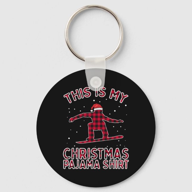 Snowboarding Shirt For Men Christmas Pyjamas Xmas  Key Ring (Front)
