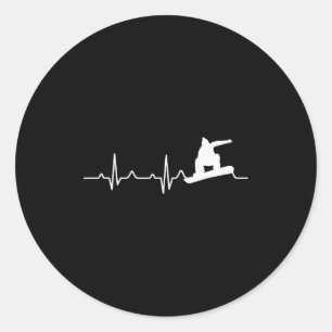 Snowboarding Shirt Heartbeat Snowboarder Gift  Classic Round Sticker