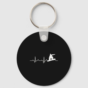 Snowboarding Shirt Heartbeat Snowboarder Gift  Key Ring