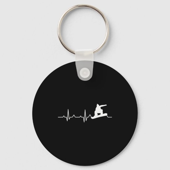 Snowboarding Shirt Heartbeat Snowboarder Gift  Key Ring (Front)