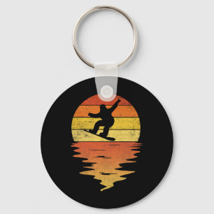 Snowboarding Shirt Retro Sunset 70s Vintage Snowbo Key Ring