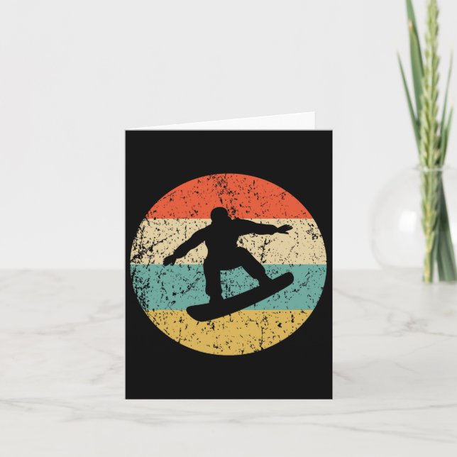 Snowboarding Shirt - Vintage Retro Snowboarder  Card (Front)
