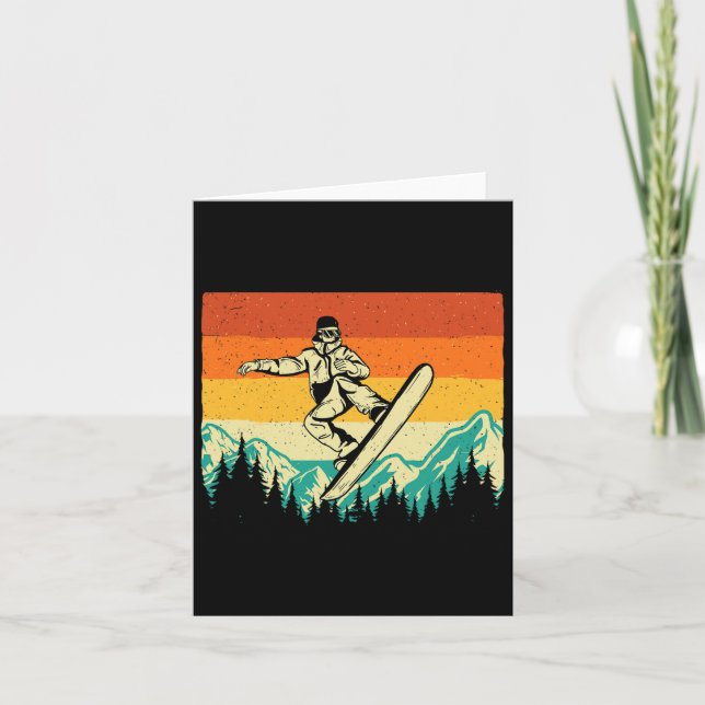 Snowboarding Shirts Retro Vintage Snowboarder - Wi Card (Front)