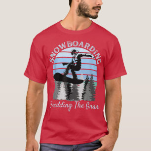 Snowboarding Shredding The Gnar Cool Vintage Blue T-Shirt