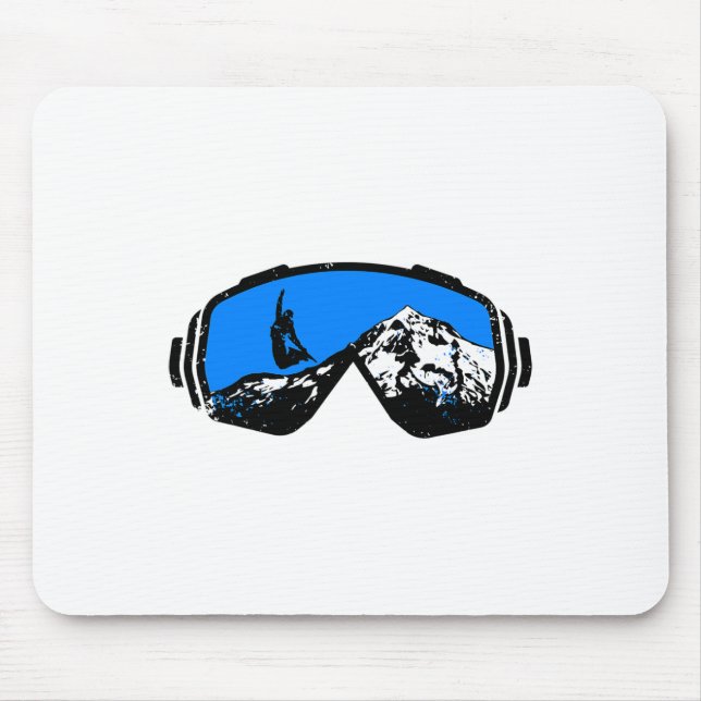 Snowboarding Ski Goggles Mountain Distressed Desig Mouse Mat (Front)