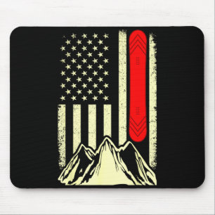 Snowboarding skiing snowboard american flag mouse mat