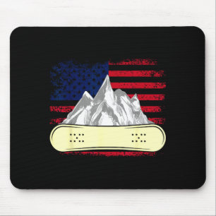 Snowboarding skiing snowboard american flag mouse mat