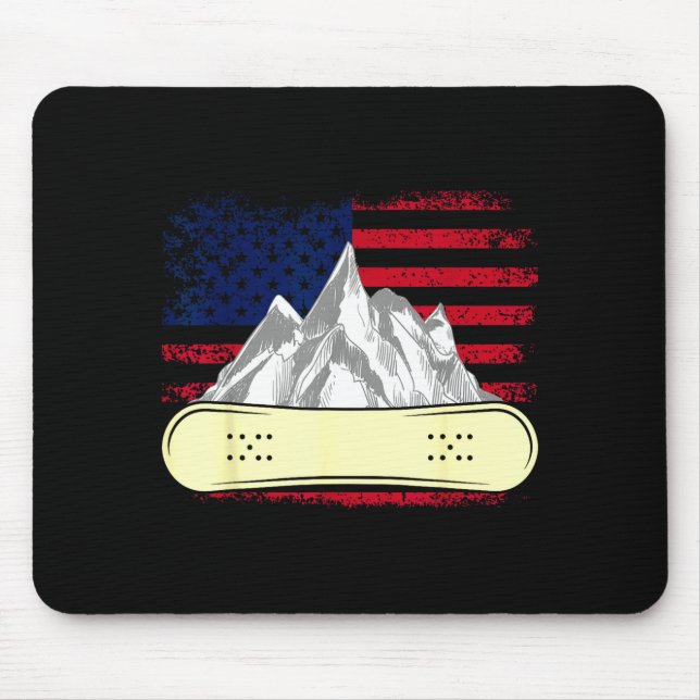Snowboarding skiing snowboard american flag mouse mat (Front)