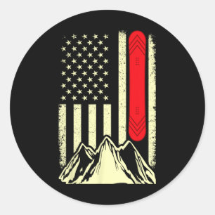 Snowboarding Skiing Snowboard American Flag Snowbo Classic Round Sticker