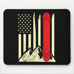 Snowboarding Skiing Snowboard American Flag Snowbo Mouse Mat