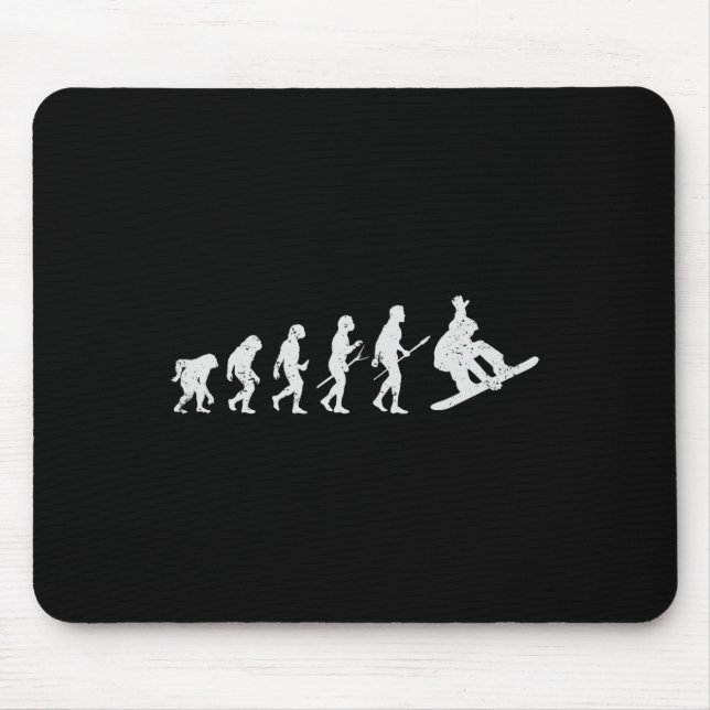 Snowboarding Skiing Snowboarder Winter Funny Evolu Mouse Mat (Front)