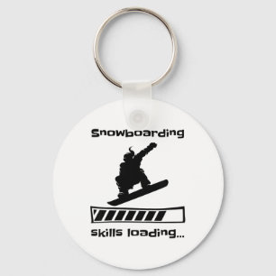 Snowboarding Skills Loading Funny Female Snowboard Key Ring