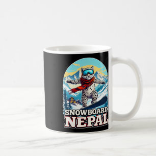 Snowboarding Snow Leopard Adventure In Nepal Coffee Mug