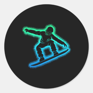 Snowboarding Snowboard Boys Kids Mens Classic Round Sticker