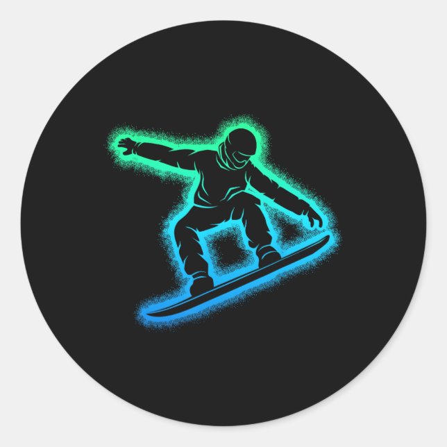 Snowboarding Snowboard Boys Kids Mens  Classic Round Sticker (Front)
