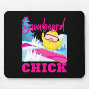 Snowboarding Snowboard Chicken Chick Snowboard Chi Mouse Mat