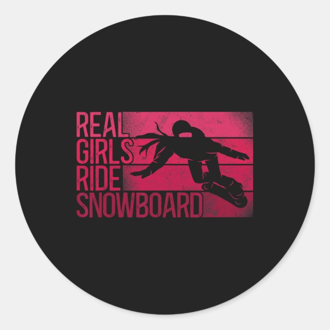 Snowboarding Snowboard Girl Ride  Classic Round Sticker (Front)