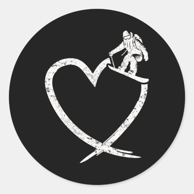 Snowboarding Snowboard Heart Vintage  Classic Round Sticker (Front)