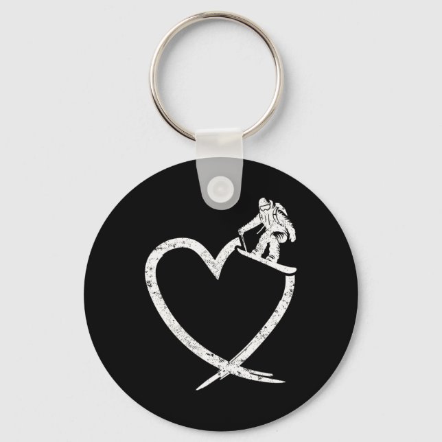 Snowboarding Snowboard Heart Vintage  Key Ring (Front)