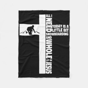 Snowboarding Snowboard Jesus Faith Cross Christian Fleece Blanket