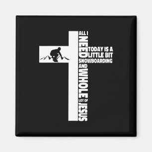 Snowboarding Snowboard Jesus Faith Cross Christian Magnet