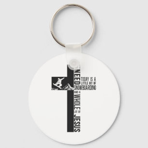 Snowboarding Snowboard Jesus Faith Cross  Key Ring