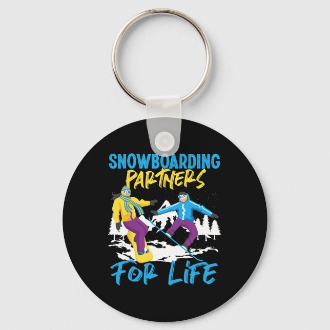 Snowboarding Snowboard Marriage Wife Husband Snowb Key Ring (Front)