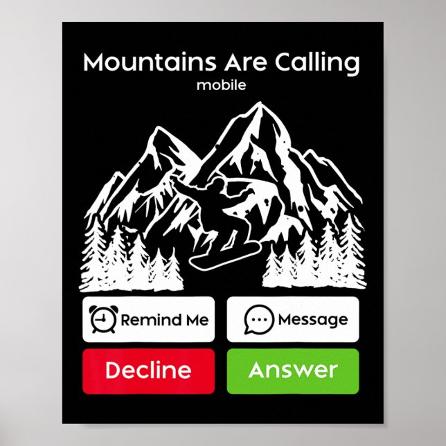 Snowboarding Snowboard Mobile Phone Display Mounta Poster (Front)